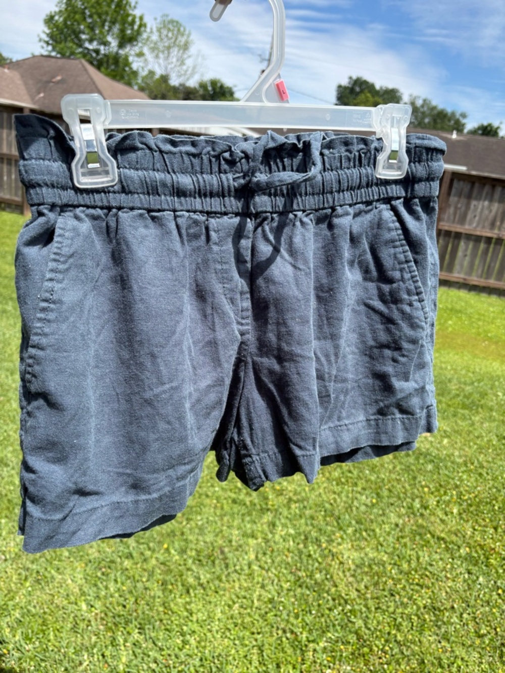 LOFT Outlet blue linen/viscose pull up drawstring shorts woman’s small GUC